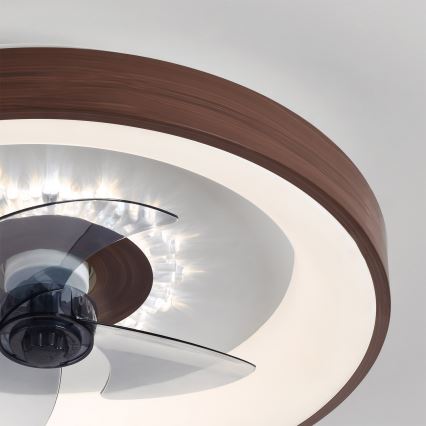 Brilagi - Ventilatore da soffitto LED dimmerabile, 34W/230V, 3000-6500K, diam. 46 cm, marrone + telecomando