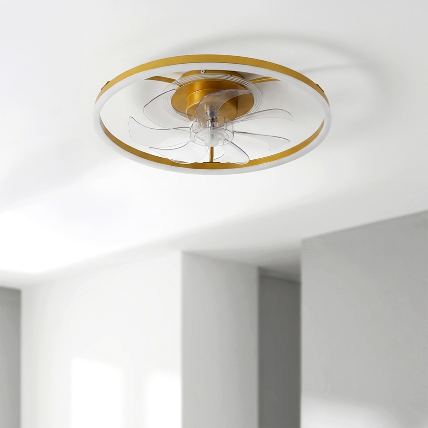 Brilagi - Ventilatore da soffitto dimmerabile a LED LED/66W/230V 55 cm bianco/oro + telecomando