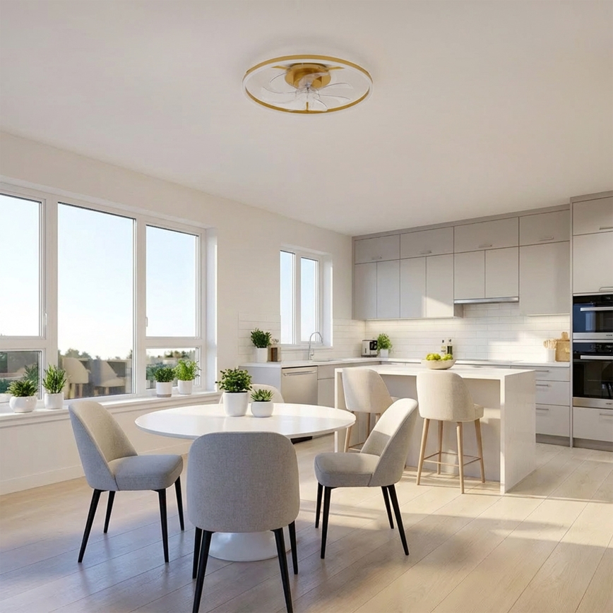 Brilagi - Ventilatore da soffitto dimmerabile a LED LED/66W/230V 55 cm bianco/oro + telecomando