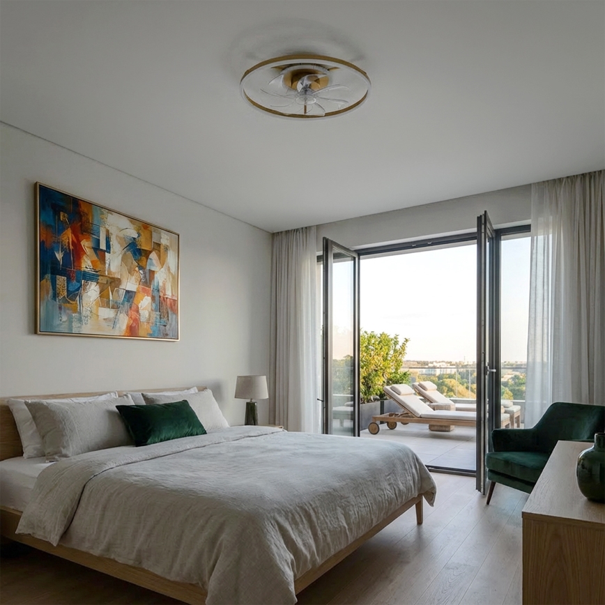 Brilagi - Ventilatore da soffitto dimmerabile a LED LED/66W/230V 55 cm bianco/oro + telecomando