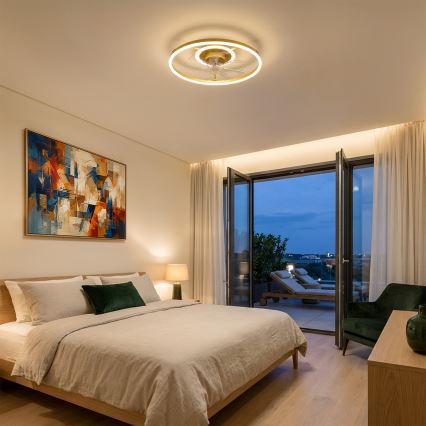 Brilagi - Ventilatore da soffitto dimmerabile a LED LED/66W/230V 55 cm bianco/oro + telecomando