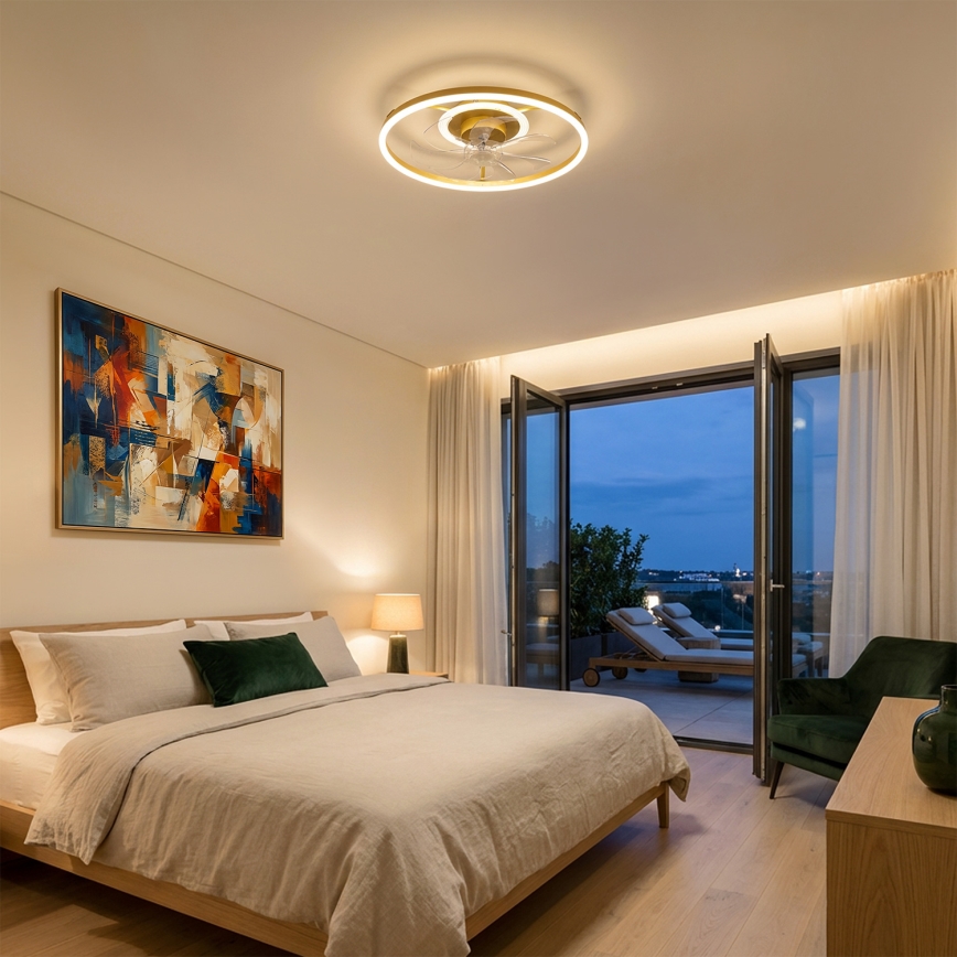 Brilagi - Ventilatore da soffitto dimmerabile a LED LED/66W/230V 55 cm bianco/oro + telecomando