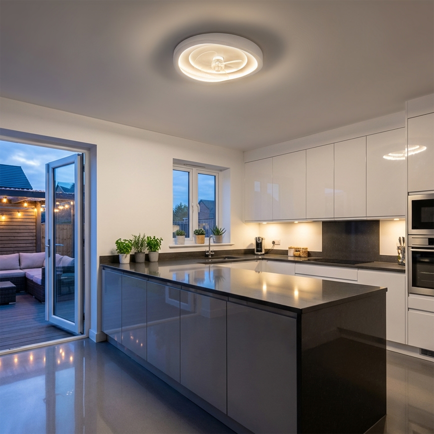 Brilagi - Ventilatore da soffitto dimmerabile a LED 80W/230V Ø 50 cm bianco + telecomando