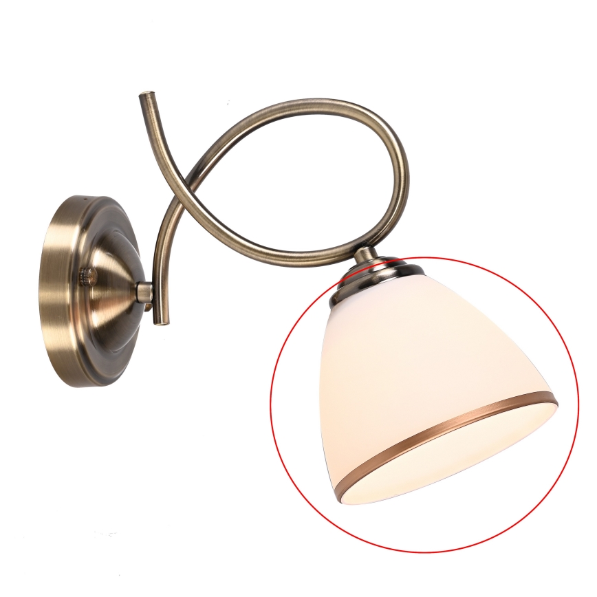 Brilagi - Vetro di ricambio per lampada da parete e lampadario FRED, attacco E27, Ø 13,5 cm, crema/bronzo