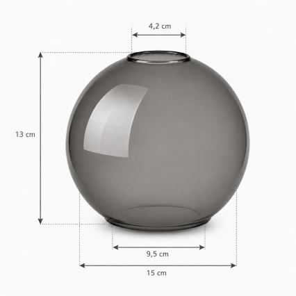 Brilagi - Vetro di ricambio per lampadario DIOR E27 Ø 15 cm, grigio fumé