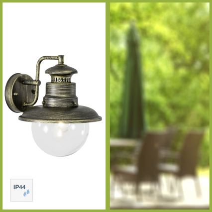 Brilliant - Applique da esterno ARTU 1xE27/60W/230V IP44 patina/oro