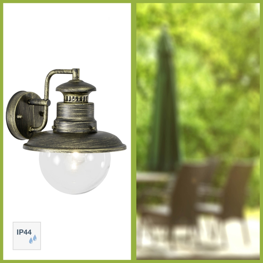 Brilliant - Applique da esterno ARTU 1xE27/60W/230V IP44 patina/oro