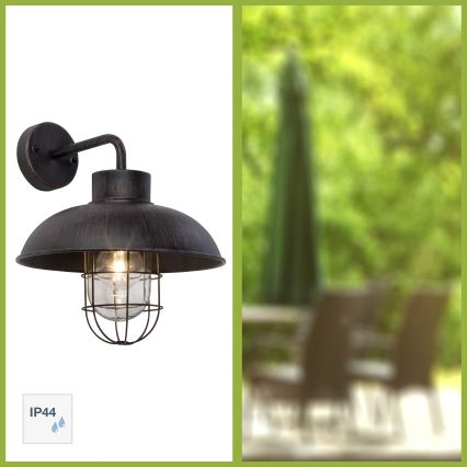Brilliant - Applique da esterno PORTLAND 1xE27/60W/230V nero/patina