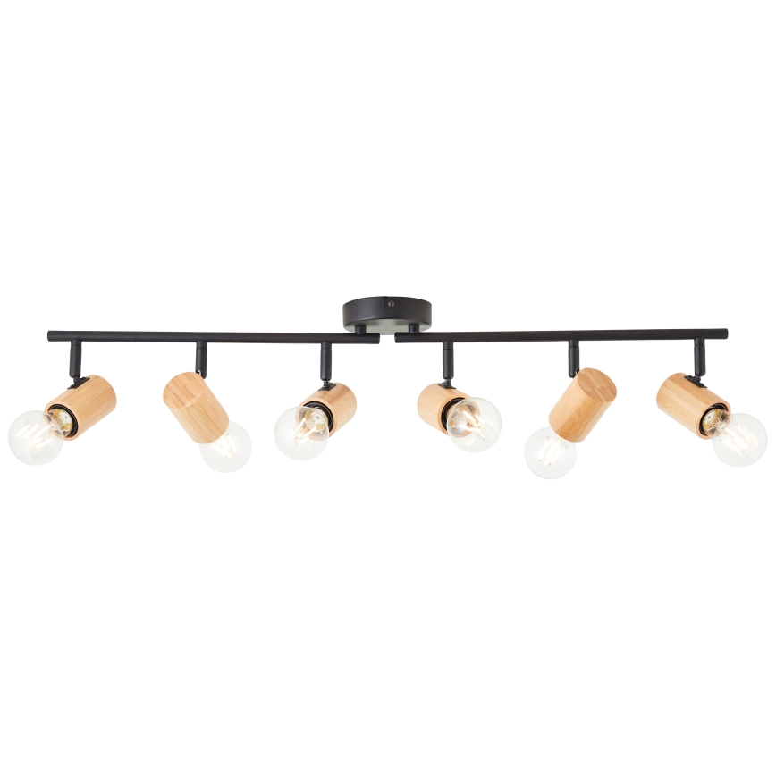 Brilliant - Lampada con 6 faretti KERRY 6xE27/40W/230V nero/bambù