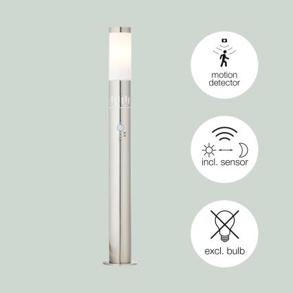 Brilliant - Lampada da esterno a LED con sensore LEIGH LED/0,9W/230V + 1xE27/11W 80 cm IP44 cromo lucido