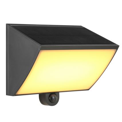 Brilliant - Lampada da parete solare a LED con sensore SIERRA LED/6W/3,7V 2700/4000/6500K 2000 mAh IP54 nera