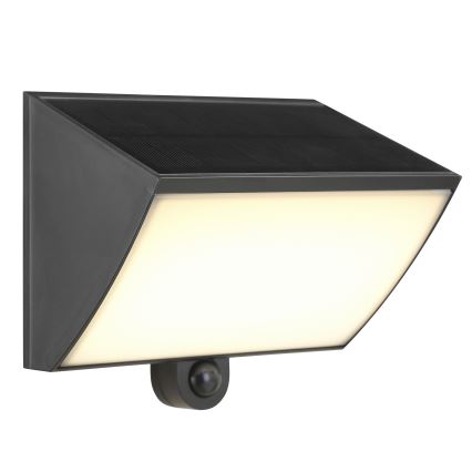 Brilliant - Lampada da parete solare a LED con sensore SIERRA LED/6W/3,7V 2700/4000/6500K 2000 mAh IP54 nera
