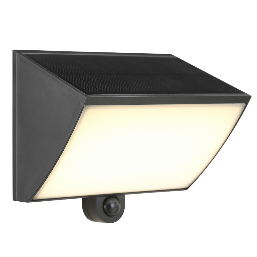 Brilliant - Lampada da parete solare a LED con sensore SIERRA LED/6W/3,7V 2700/4000/6500K 2000 mAh IP54 nera