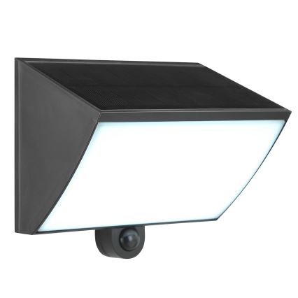 Brilliant - Lampada da parete solare a LED con sensore SIERRA LED/6W/3,7V 2700/4000/6500K 2000 mAh IP54 nera