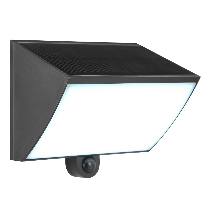 Brilliant - Lampada da parete solare a LED con sensore SIERRA LED/6W/3,7V 2700/4000/6500K 2000 mAh IP54 nera