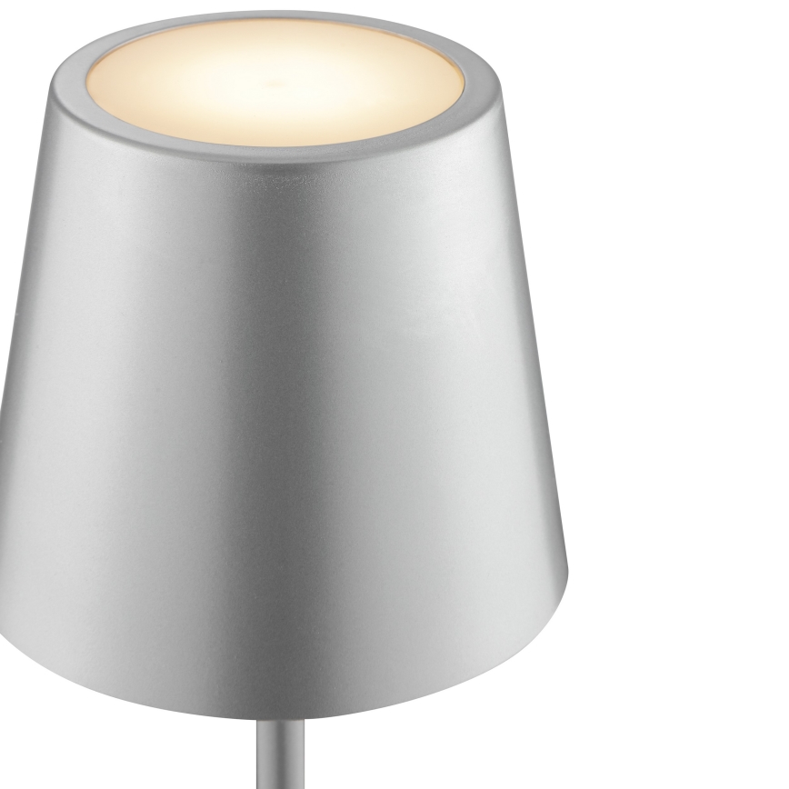 Brilliant - Lampada da tavolo per esterni ricaricabile a LED dimmerabile con controllo a sfioramento ELORA LED/2,5W/5V 2700K 2600 mAh IP44 argento
