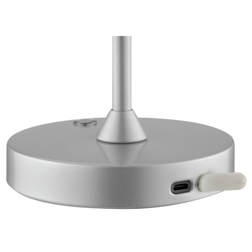 Brilliant - Lampada da tavolo per esterni ricaricabile a LED dimmerabile con controllo a sfioramento ELORA LED/2,5W/5V 2700K 2600 mAh IP44 argento