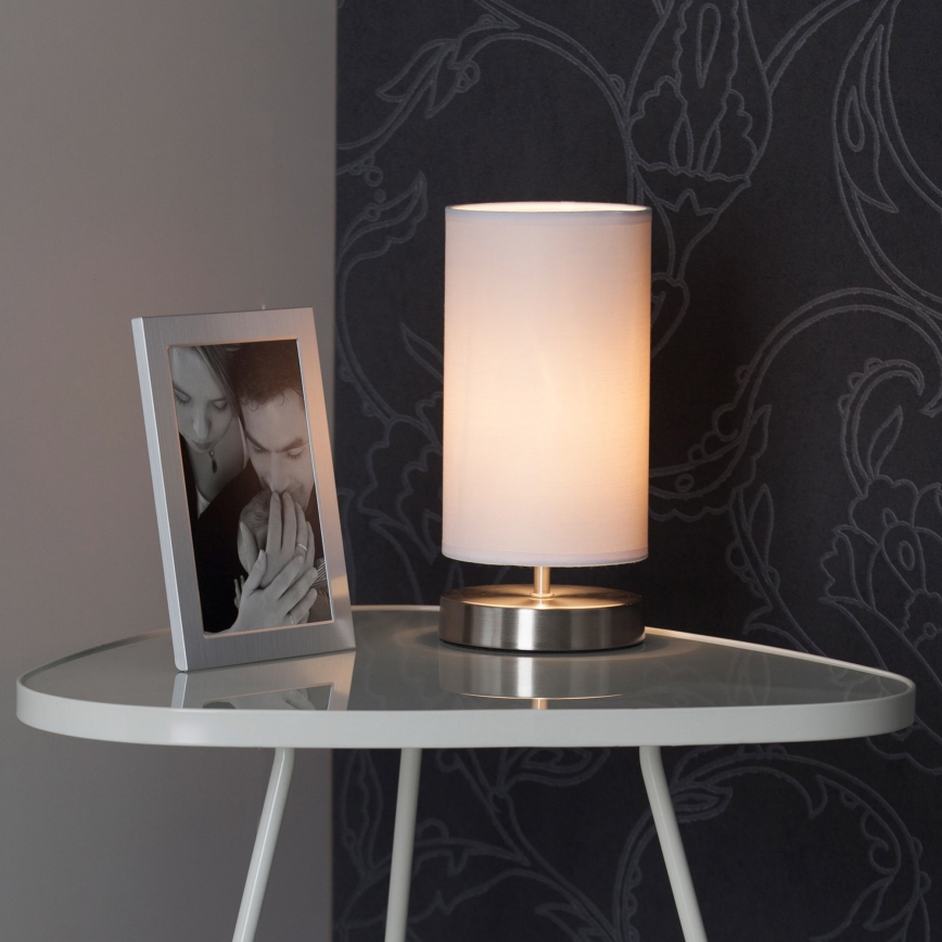 Brilliant - Lampada da tavolo CLARIE 1xE14/40W/230V cromo opaco/bianco