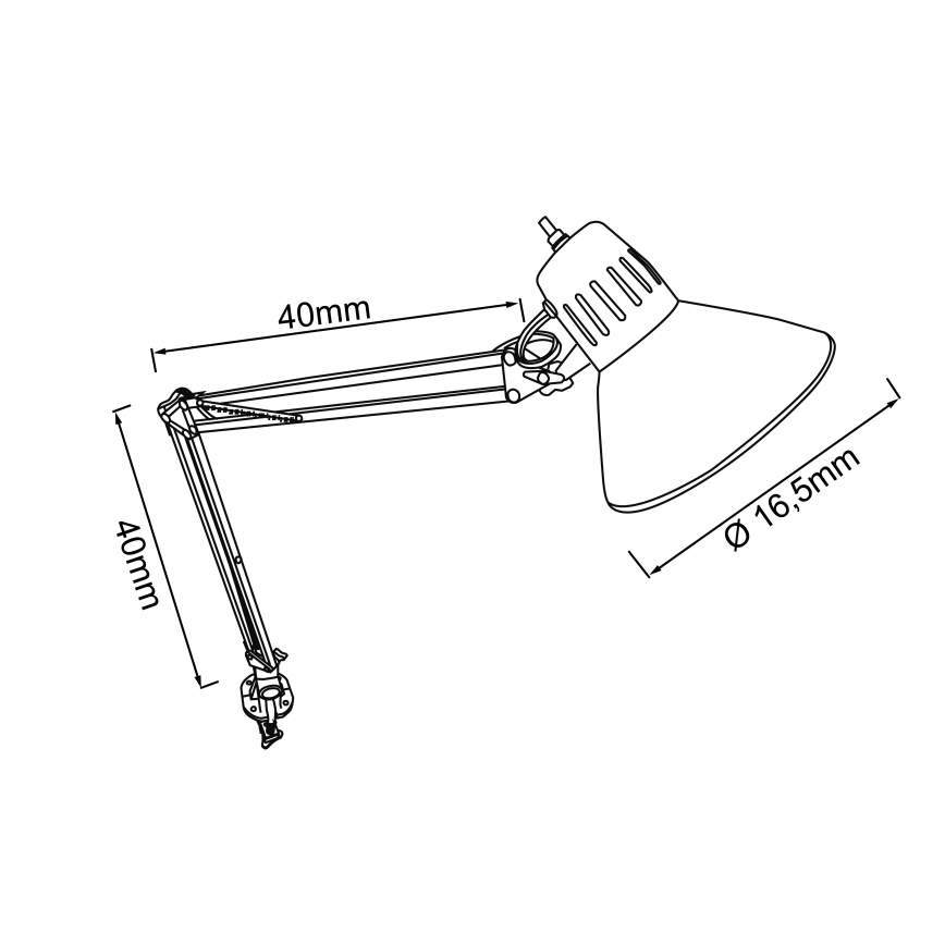 Brilliant - Lampada da tavolo con clip HOBBY 1xE27/40W/230V bianca