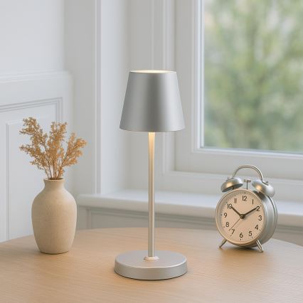 Brilliant - Lampada da tavolo LED da esterno dimmerabile ricaricabile a sfioramento ELORA LED/2,5W/5V 2700K 2600 mAh IP44 argento