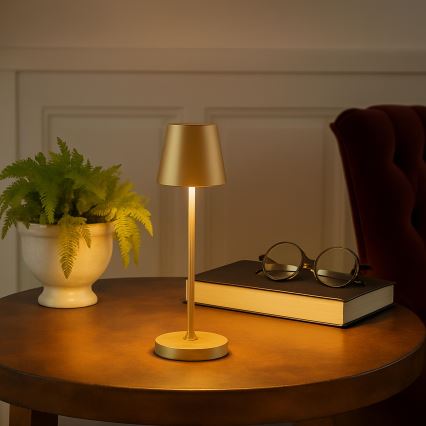 Brilliant - Lampada da tavolo LED dimmerabile ricaricabile a sfioramento per esterni ELORA LED/2,5W/5V 2700K 2600 mAh IP44 dorata