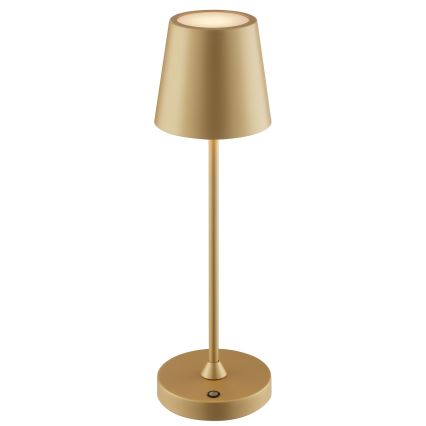 Brilliant - Lampada da tavolo LED dimmerabile ricaricabile a sfioramento per esterni ELORA LED/2,5W/5V 2700K 2600 mAh IP44 dorata