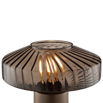 Brilliant - Lampada da tavolo LYN 1xE27/20W/230V marrone/marrone fumé