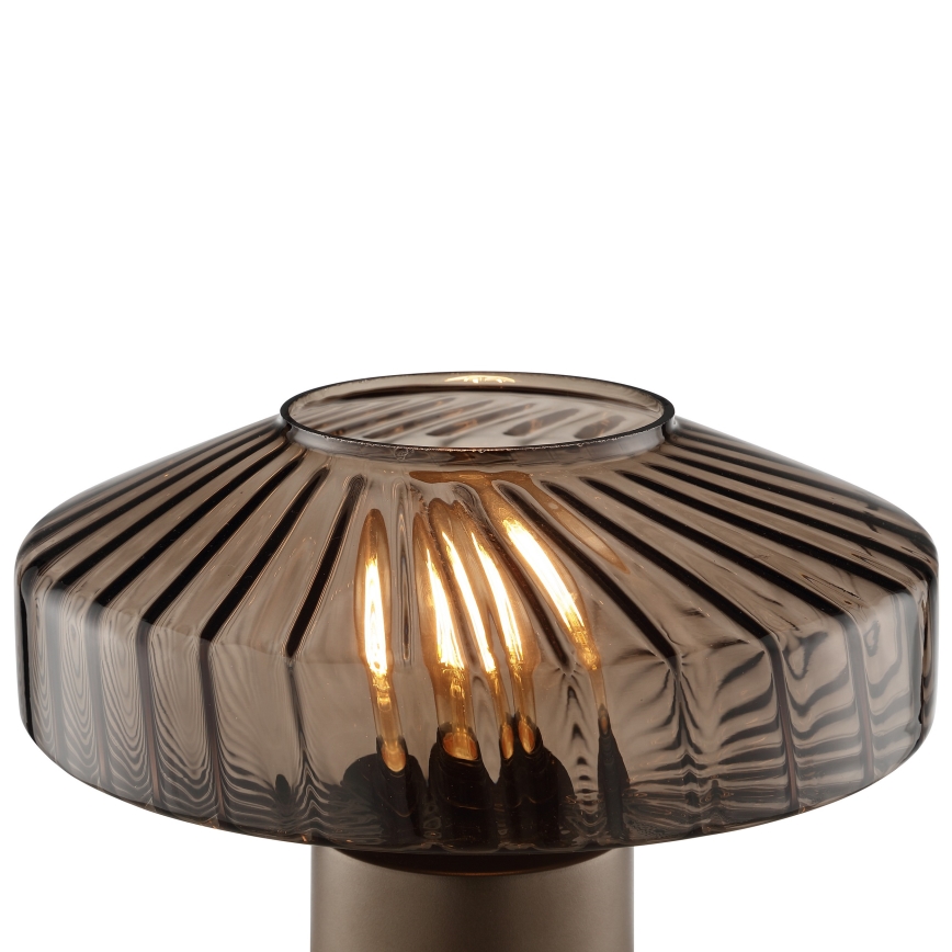 Brilliant - Lampada da tavolo LYN 1xE27/20W/230V marrone/marrone fumé