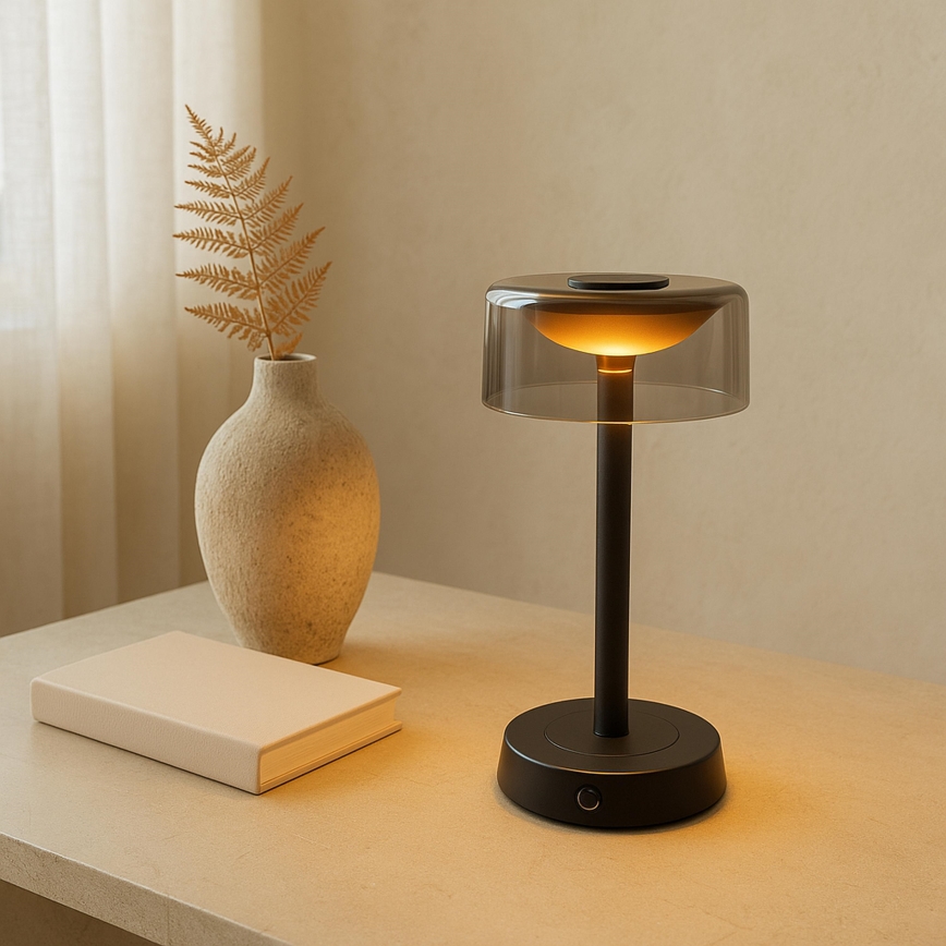 Brilliant - LED dimmerabile ricaricabile a sfioramento lampada da tavolo per esterni RAZOR LED/2,5W/5V 2700K 2600 mAh IP44 nero