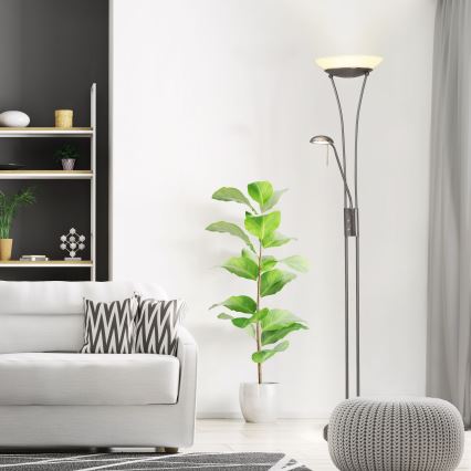 Brilliant - Lampada da terra dimmerabile a LED FINN 2xLED/13W/230V cromo satinato