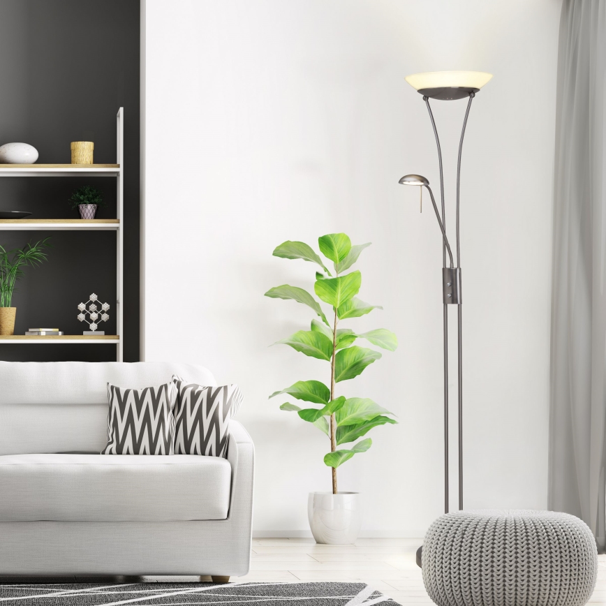 Brilliant - Lampada da terra dimmerabile a LED FINN 2xLED/13W/230V cromo satinato