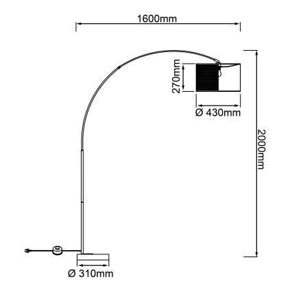 Brilliant - Lampada da terra WILEY 1xE27/60W/230V nera/beige