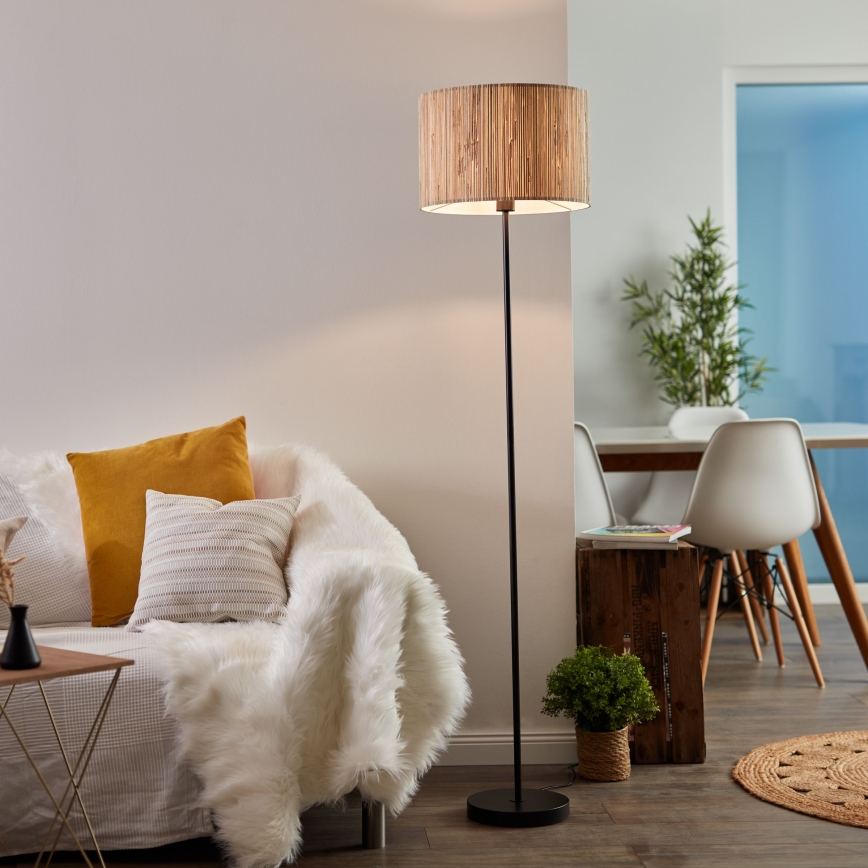 Brilliant - Lampada da terra WIMEA 1xE27/52W/230V nera/beige