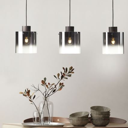 Brilliant - Lampadario a cavo BETH 3xE27/60W/230V nero/fumé