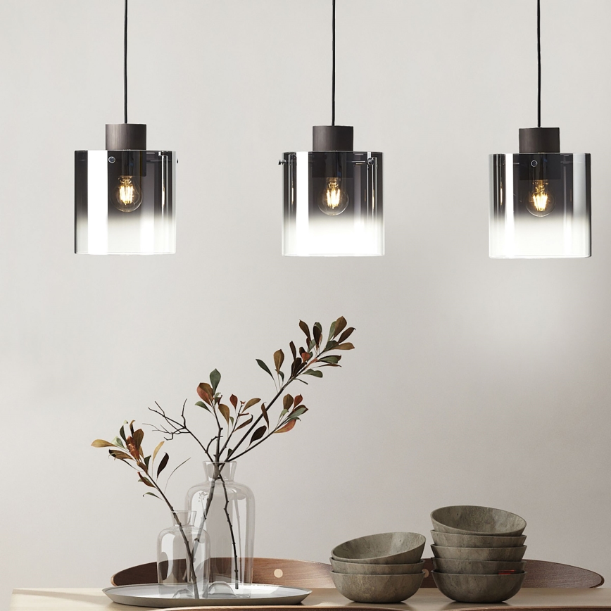Brilliant - Lampadario a cavo BETH 3xE27/60W/230V nero/fumé