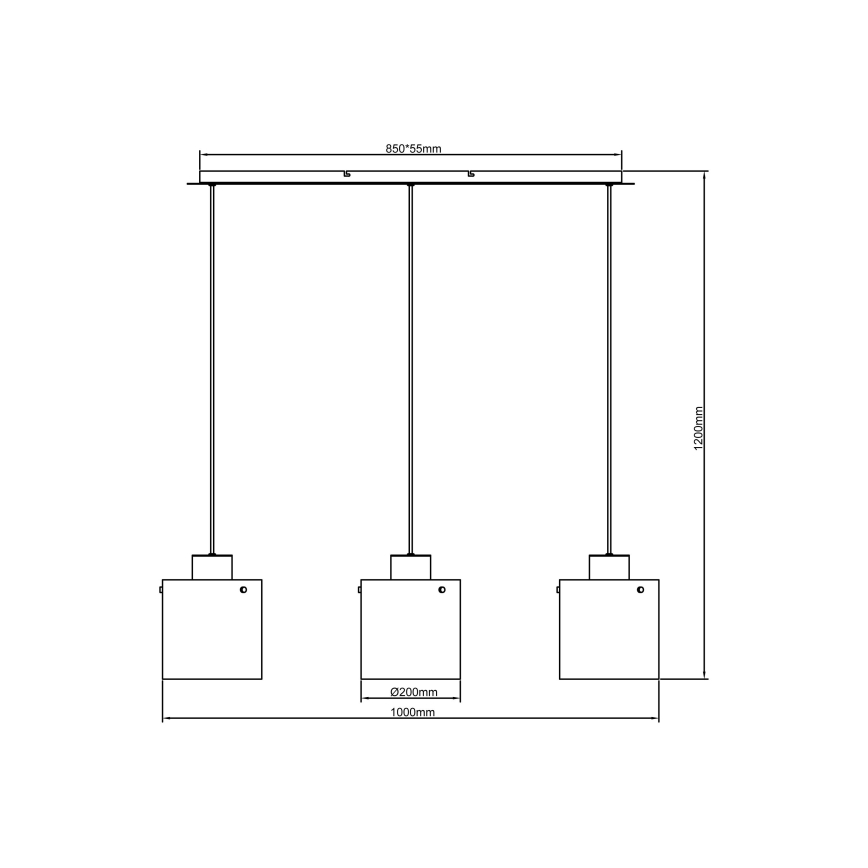 Brilliant - Lampadario a cavo BETH 3xE27/60W/230V nero/fumé