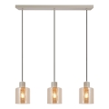 Brilliant - Lampadario a cavo LYSKA 3xE27/20W/230V crema/beige fumé