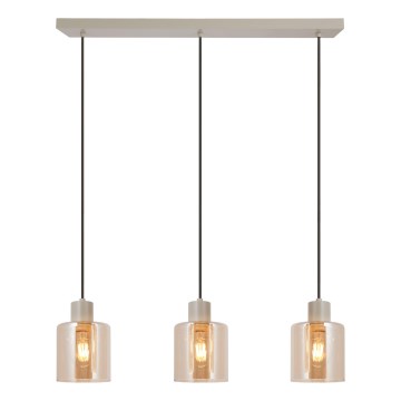 Brilliant - Lampadario a cavo LYSKA 3xE27/20W/230V crema/beige fumé