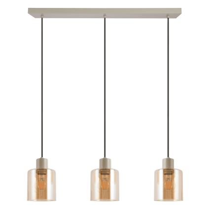 Brilliant - Lampadario a cavo LYSKA 3xE27/20W/230V crema/beige fumé