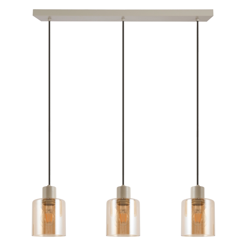 Brilliant - Lampadario a cavo LYSKA 3xE27/20W/230V crema/beige fumé