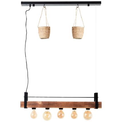 Brilliant - Lampadario a sospensione con cavo BANKWOOD 5xE27/28W/230V