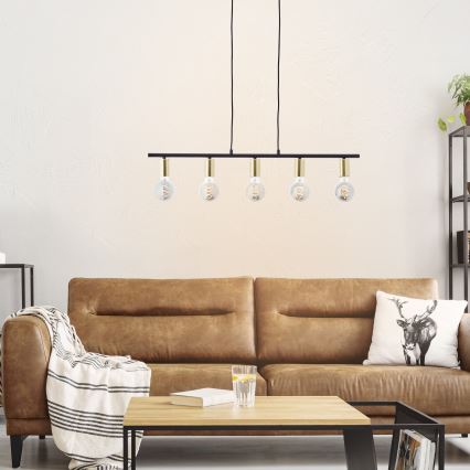Brilliant - Lampadario a sospensione con cavo KERRY 5xE27/40W/230V nero/ottone