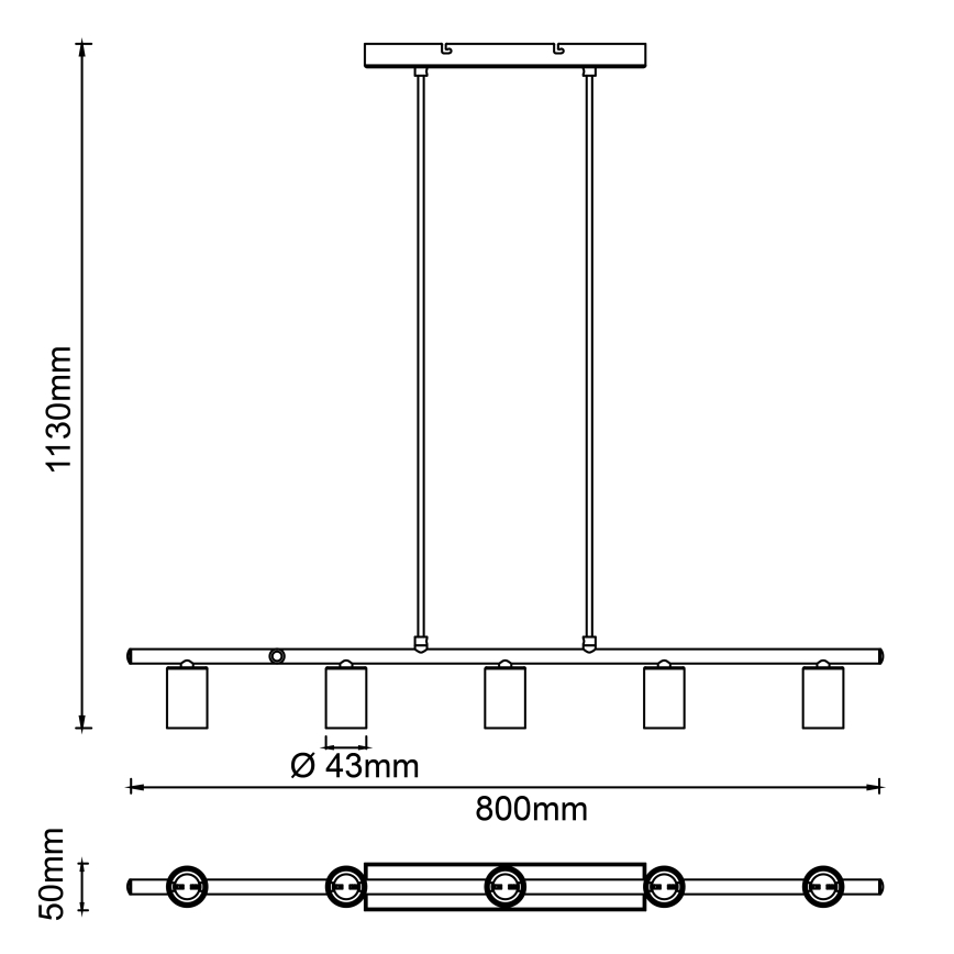 Brilliant - Lampadario a sospensione con cavo KERRY 5xE27/40W/230V nero/ottone