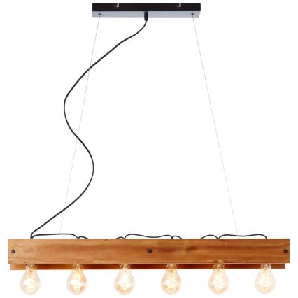 Brilliant - Lampadario a sospensione con filo CALANDRA 6xE27/42W/230V pino