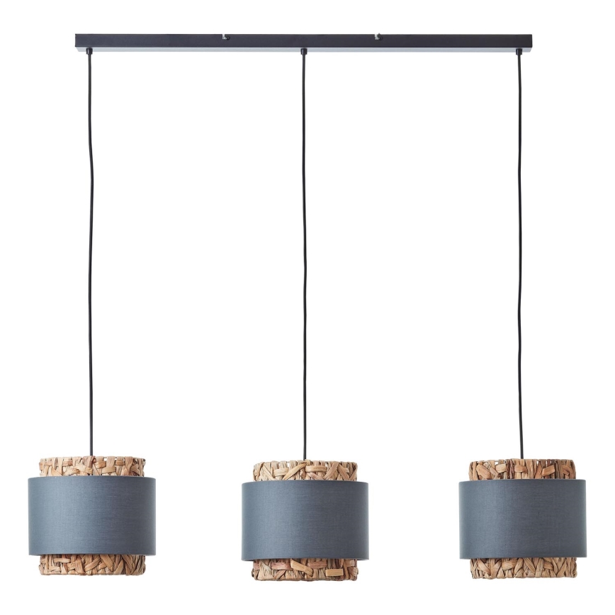 Brilliant - Lampadario a sospensione con filo WATERLILLY 3xE27/60W/230V grigio