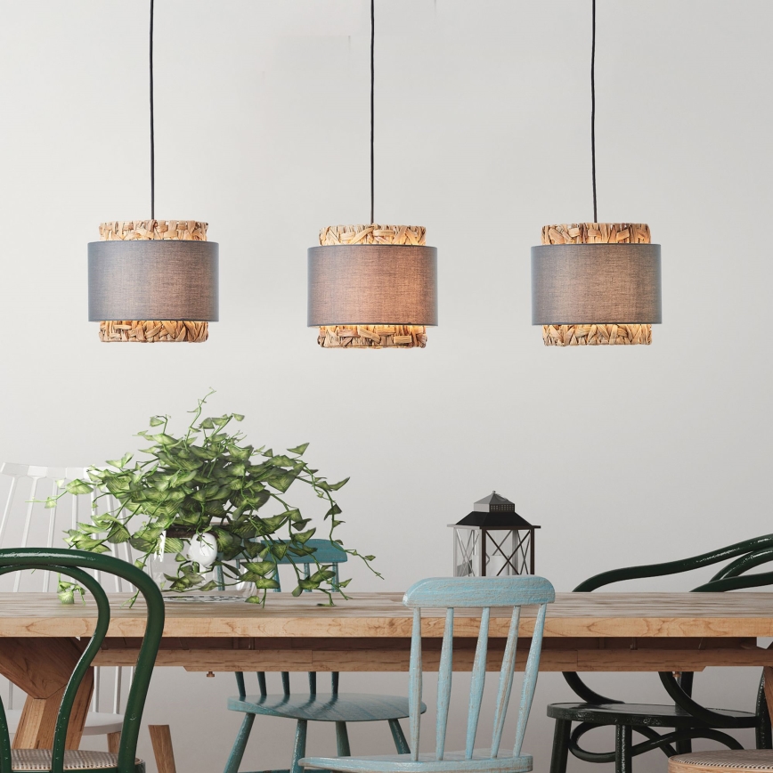 Brilliant - Lampadario a sospensione con filo WATERLILLY 3xE27/60W/230V grigio