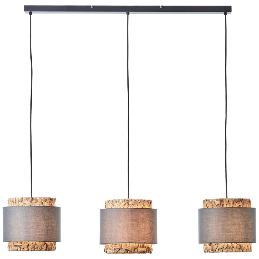 Brilliant - Lampadario a sospensione con filo WATERLILLY 3xE27/60W/230V grigio