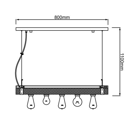 Brilliant - Lampadario a sospensione con filo WOODHILL 5xE27/30W/230V