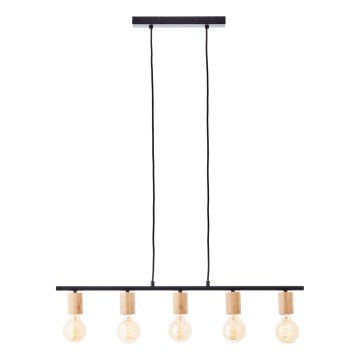 Brilliant - Lampadario a sospensione KERRY su cavo 5xE27/40W/230V nero/bambù