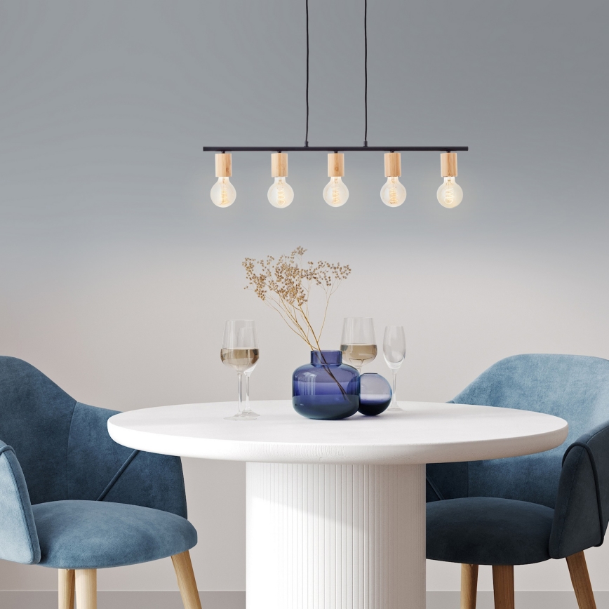 Brilliant - Lampadario a sospensione KERRY su cavo 5xE27/40W/230V nero/bambù